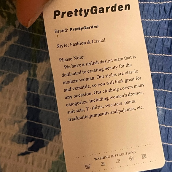 Vibrant Tropical Leaf Print Dress Smocked /Blue and Green/ 💙💚 - Picture 5 of 5